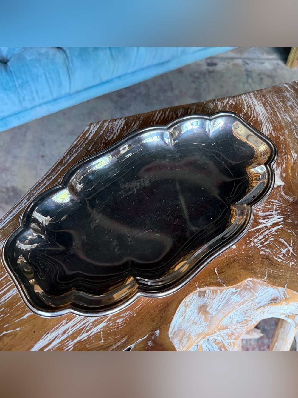 Silver Decorative Scalloped Tray - Classic Serving Platter